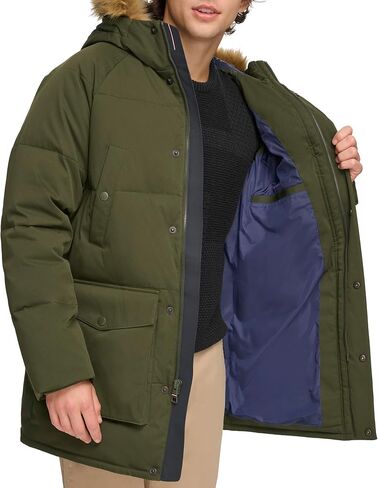 Tommy Hilfiger Men's Arctic Cloth Heavyweight Performance Parka Down Alternative Fur Lined Hood Outerwear Coat in Saudi Arabia