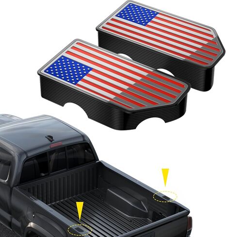 American Flag Stake Pocket Covers for 2019-2024 Chevy Silverado/GMC Sierra 1500, 2020-2024 GMC Sierra 2500/3500HD, Truck Bed Rail Caps Covers Rear Caps Bed Rail Holes Covers,(Black, 2-Pack) in Saudi Arabia
