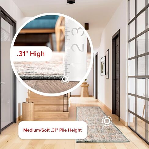 سجادة منطقة ذات طراز شرقي من NuLOOM، تصميم عتيق، متين، سهل التنظيف، لون لينور بيج، 25.4 سم × 35.56 سم in Saudi Arabia