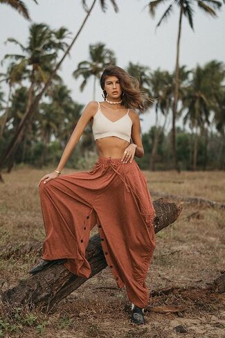 Women's Palazzo Pants Wide Leg Lounge Convertible Maxi Skirt with Pockets Casual Comfy Trouser in Kuwait