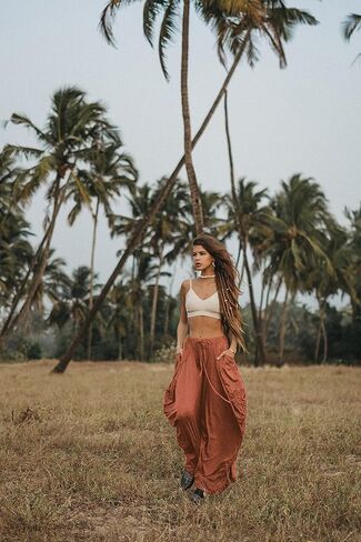 Women's Palazzo Pants Wide Leg Lounge Convertible Maxi Skirt with Pockets Casual Comfy Trouser in Kuwait