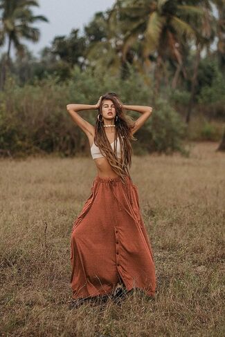 Women's Palazzo Pants Wide Leg Lounge Convertible Maxi Skirt with Pockets Casual Comfy Trouser in Kuwait