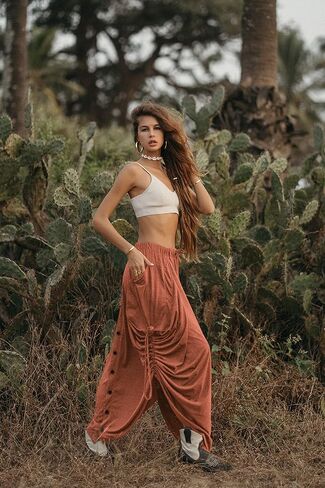 Women's Palazzo Pants Wide Leg Lounge Convertible Maxi Skirt with Pockets Casual Comfy Trouser in Kuwait