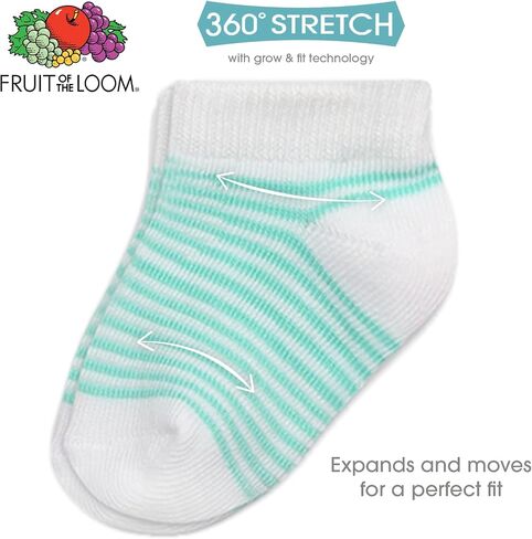 Fruit of the Loom Baby 22-Pack Grow & Fit Flex Zones Low Cut Stretch Socks - Unisex, Girls, Boys in Saudi Arabia
