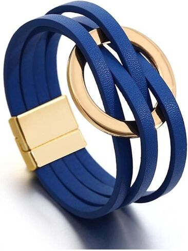 Fuqimanman2020 دائرة سحر الجلود التفاف سوار اليدوية الجلود أساور مطوية بوهو الطبقات الكفة الأساور للنساء الفتيات في سن المراهقة in Kuwait