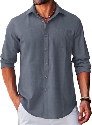 COOFANDY Men's Long Sleeve Button Down Shirt Casual Untucked Regular-Fit Oxford Dress Shirts in Saudi Arabia