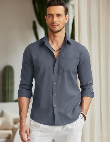 COOFANDY Men's Long Sleeve Button Down Shirt Casual Untucked Regular-Fit Oxford Dress Shirts in Saudi Arabia