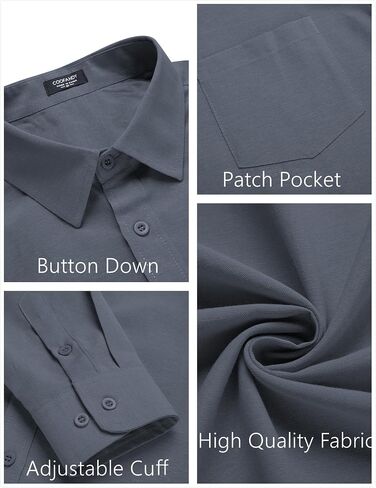 COOFANDY Men's Long Sleeve Button Down Shirt Casual Untucked Regular-Fit Oxford Dress Shirts in Saudi Arabia