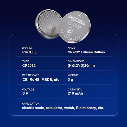 PKCELL 20Pcs CR2032 Batteries DL2032 CR2032 Lithium 3V Coin Battery in Saudi Arabia
