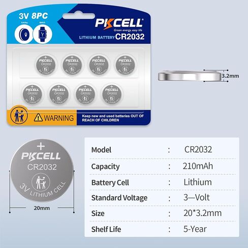 PKCELL 20Pcs CR2032 Batteries DL2032 CR2032 Lithium 3V Coin Battery in Saudi Arabia