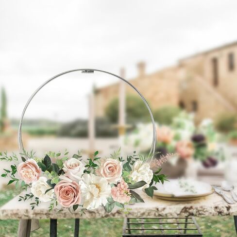 3 عبوات معدنية مزدوجة من الزهور مقاس 35.56 سم مع حامل وسلك مجداف بطول 38 ياردة، ديكورات طاولة مركزية للزفاف/المعمودية/الحفلة/القطعة المركزية DIY ديكور طاولة بحلقة معدنية، فضي in Kuwait