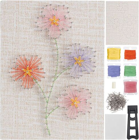 WEBEEDY DIY Daisy String Art Kit for Adults Beginners, Plumeria Flowers Nail String Craft Kit, Include All Accessories Creative Craft Kits Home Wall Decorations Unique Gift for Wedding in Saudi Arabia