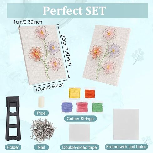 WEBEEDY DIY Daisy String Art Kit for Adults Beginners, Plumeria Flowers Nail String Craft Kit, Include All Accessories Creative Craft Kits Home Wall Decorations Unique Gift for Wedding in Saudi Arabia