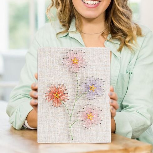 WEBEEDY DIY Daisy String Art Kit for Adults Beginners, Plumeria Flowers Nail String Craft Kit, Include All Accessories Creative Craft Kits Home Wall Decorations Unique Gift for Wedding in Saudi Arabia