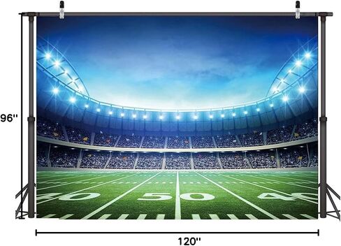 LYWYGG 7X5FT Super Bowl Backdrop Football Field Backdrop Photography Props Auditorium Light Themed Bowl Night Spotlight Decorations Photo Studio Props CP-306 in Kuwait