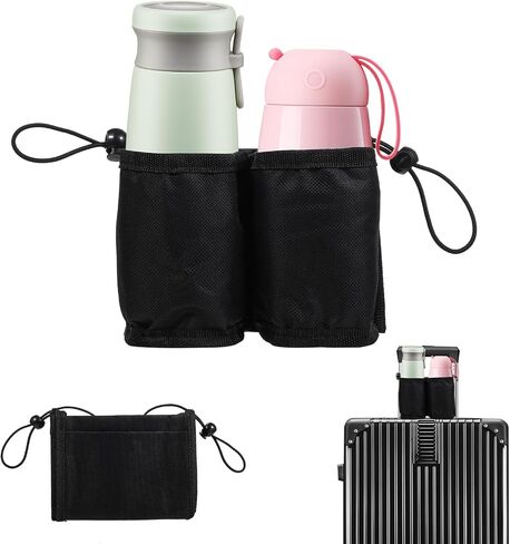 Luggage Travel Cup Holder for Suitcases Drink Carrier Caddy Free Hands Reusable Drink Carrier Caddy for Luggage Suitcase Drinks Beverage Holder for Flight Attendants Business Travel Essentials Black in Saudi Arabia
