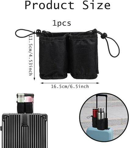 Luggage Travel Cup Holder for Suitcases Drink Carrier Caddy Free Hands Reusable Drink Carrier Caddy for Luggage Suitcase Drinks Beverage Holder for Flight Attendants Business Travel Essentials Black in Saudi Arabia
