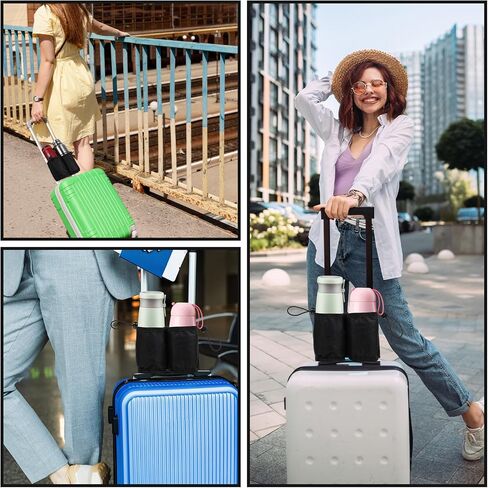 Luggage Travel Cup Holder for Suitcases Drink Carrier Caddy Free Hands Reusable Drink Carrier Caddy for Luggage Suitcase Drinks Beverage Holder for Flight Attendants Business Travel Essentials Black in Saudi Arabia