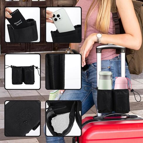 Luggage Travel Cup Holder for Suitcases Drink Carrier Caddy Free Hands Reusable Drink Carrier Caddy for Luggage Suitcase Drinks Beverage Holder for Flight Attendants Business Travel Essentials Black in Saudi Arabia