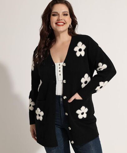 RITERA إمرأة حجم كبير بالأزرار Sweatershirts معطف مفتوح الجبهة زر حتى كم طويل كبير الحجم الشتاء الزي XL-5XL in Kuwait