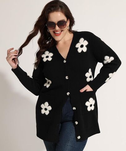 RITERA إمرأة حجم كبير بالأزرار Sweatershirts معطف مفتوح الجبهة زر حتى كم طويل كبير الحجم الشتاء الزي XL-5XL in Kuwait