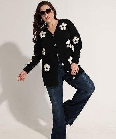 RITERA إمرأة حجم كبير بالأزرار Sweatershirts معطف مفتوح الجبهة زر حتى كم طويل كبير الحجم الشتاء الزي XL-5XL in Kuwait