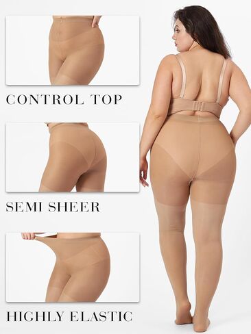 Unbelievable Durability Plus Size Pantyhose, Rip Resistant 40D Semi Sheer, Control Top Tights for Women in Saudi Arabia