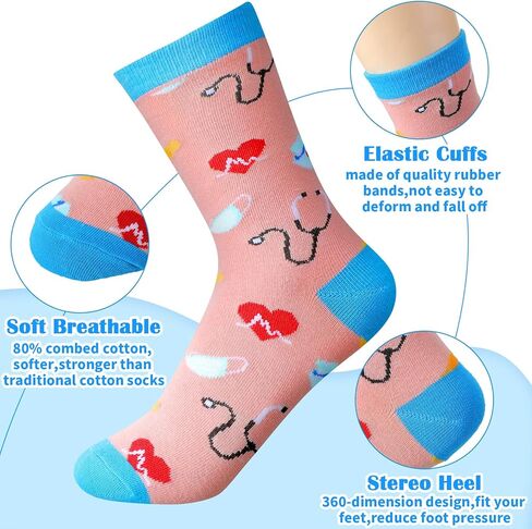 36 زوجًا من الجوارب النسائية المبتكرة لمدرسة التمريض هدية التخرج من أجل حفلة تحت عنوان مساعد الطبيب والممرضة، مقاس 6-11 in Kuwait