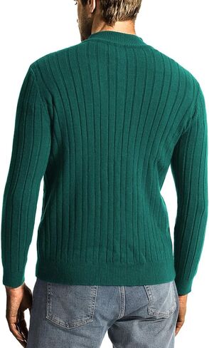 Surenow Men's Quarter-Zip Sweater Cable Knit Crew Neck Pullover Sweater Slim Fit Soft Thicken Casual Polo Sweaters for Men in Kuwait