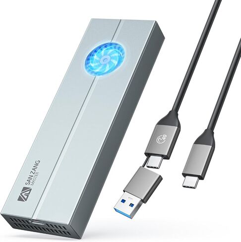 حاوية SANZANG 40 جيجابت في الثانية M.2 NVMe SSD مع مروحة تبريد، حاوية USB4 NVMe SSD من الألومنيوم لجهاز MacBook Air/Por M1/M2، متوافقة مع USB4/3.2/3.1/3.0/2.0، تدعم حجم SSD 2230/2242/2260/2280(M) مفتاح) in Kuwait