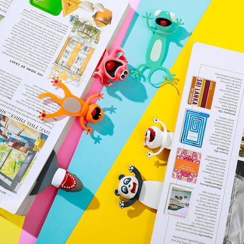 Zonon 6 Pieces Wacky Bookmarks Animal Bookmarks 3D Squashed Bookmarks for Kids Students Teachers, Funny Bookmark for Reading (Mixed Style) in Saudi Arabia