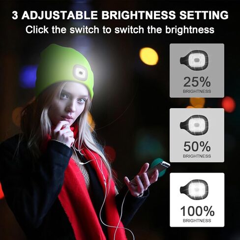 TOCH Unisex Beanie with Light USB Rechargeable Headlamp Unisex LED Knitted Cap Winter Gifts for Men Women Dad in Saudi Arabia
