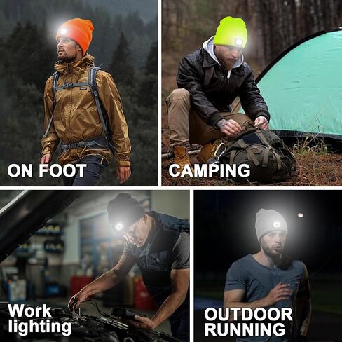 TOCH Unisex Beanie with Light USB Rechargeable Headlamp Unisex LED Knitted Cap Winter Gifts for Men Women Dad in Saudi Arabia