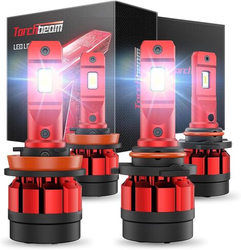 Torchbeam 9005 H11 Fog Light, 28000LM Super Bright HB3 H8/H9 Bulbs with Fan, 𝟔𝟓𝟎𝟎𝐊, Plug and Play, Fog Light Pack of 4 in Saudi Arabia