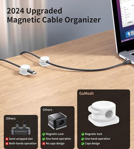 [8 Pcs] Cord Organizer, Magnetic Cable Clips Cable Management, Wire Organizers with Enhanced Adhesive, Desk Organizer Office Desk & Computer Accessories for Office Desk Nightstand Wall Black1 in Saudi Arabia