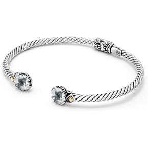 Birthstone Bangle For Women, 925 Sterling Silver Bangle 7mm Round Natural Gemstone, One Size Twisted Cable Bangle, Wedding & Mother's Day Gift