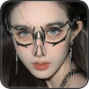 ZMANYIJEW Punk Mechanical Face Chain for Women Halloween Accessories Cyberpunk Shaped Adjustable Sense Face Jewelry for Women Men.