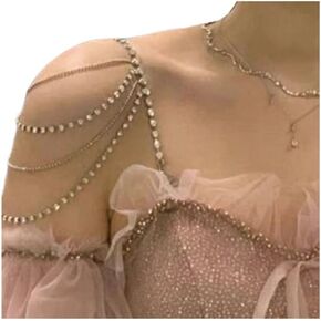 1Pair Rhinestone Shoulder Strap Bra Chain for Women Bridal Wedding Rhinestone Lingerie Strap Chain Crystal Multi-layered Tassel Shoulder Chain Dress Accessories Jewelry