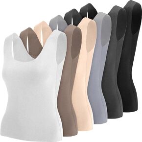 Breathffy 6 Pcs Thermal Tank Tops Women Underwear Tops Sleeveless Undershirt Cotton Camisole Women Warm Base Layer for Women