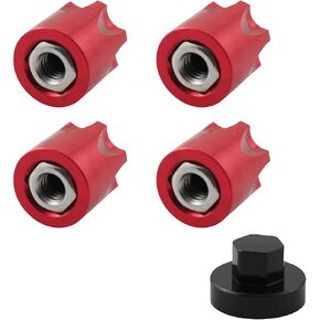 4PCS 1/8 1/10 Red M4 Nut M4 Dust Nut RC Car Dustproof Wheel Rim Center Cap Hub Wheel Rim Center Cover