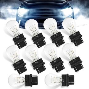 10 PCS Automotive 3157 Halogen Brake Light Bulb, 12V 21/5W Compact Mini Quartz Glass Stable Shockproof Dual Filament High Brightness Lighting Bulb, Bulb 1:1 Replacement Accessories (White)