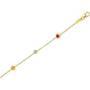 Finejewelers 14k Yellow Gold Cable Link Chain with 3 Station Ladybug Adjustable 5.5 inch Bracelet
