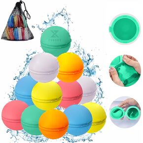 Reusable Water Balloons, 24 PCS Self Sealing Water Balloons, Refillable Magnetic Water Balloons, Quick Fill Water Toys Pool Party Kid Outdoor Toys Water Balls