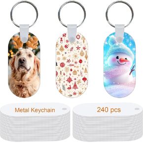 240 Pcs metal Sublimation Keychain Blanks Bulk,Sublimation Ornament Blanks,Double Sided Sublimation Blanks Keychain