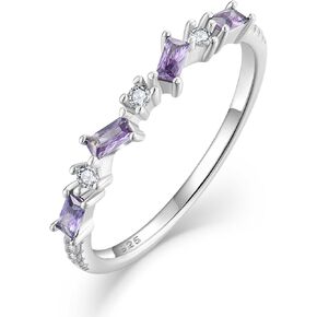 Eternity Stackble Rings for Women, Sterling Silver 925 Engagement Birthstone Rings for Her Wedding Band, Size 6-9
