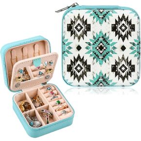 CEELGON Western Jewelry Box Case Gift Pink Boots Print Travel Jewelry Organizer Christmas Gifts for Teen Girls Cowgirl Stuff Small Portable Travel Accessories for Women (Pink Boots)