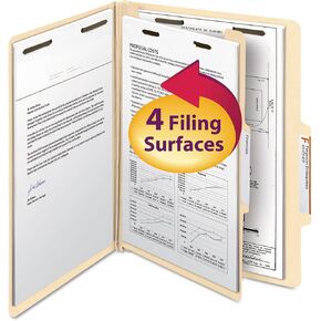 Smead 13700 Manila Classification Folders with 2/5 Right Tab Letter Four-Section 10/Box