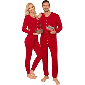 SWOMOG Matching Family Onesise Pajamas Sets Christmas Long Sleeve PJ's Holiday Button Nightwear Xmas Household Sleepwear Sets