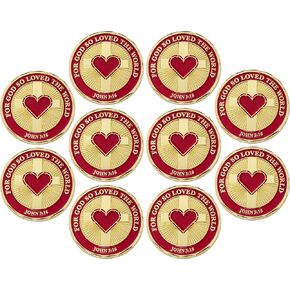 God Loves You Coin, Bulk Pack of 3, for God So Loved The World, John 316 Religious Scripture Gift for Men & Women, Gold Plated Christian Bible Memory Verse Challenge Coin Handout