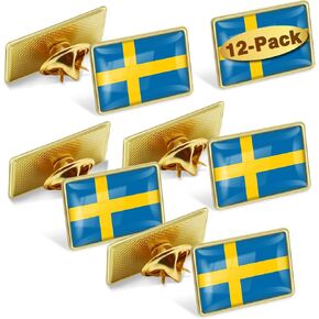 12/24/50/100Pcs Sweden Flag Lapel Pins Bulk - Metal Swedish Brooch Badge Souvenir for Men Women Clothes Bags Hats